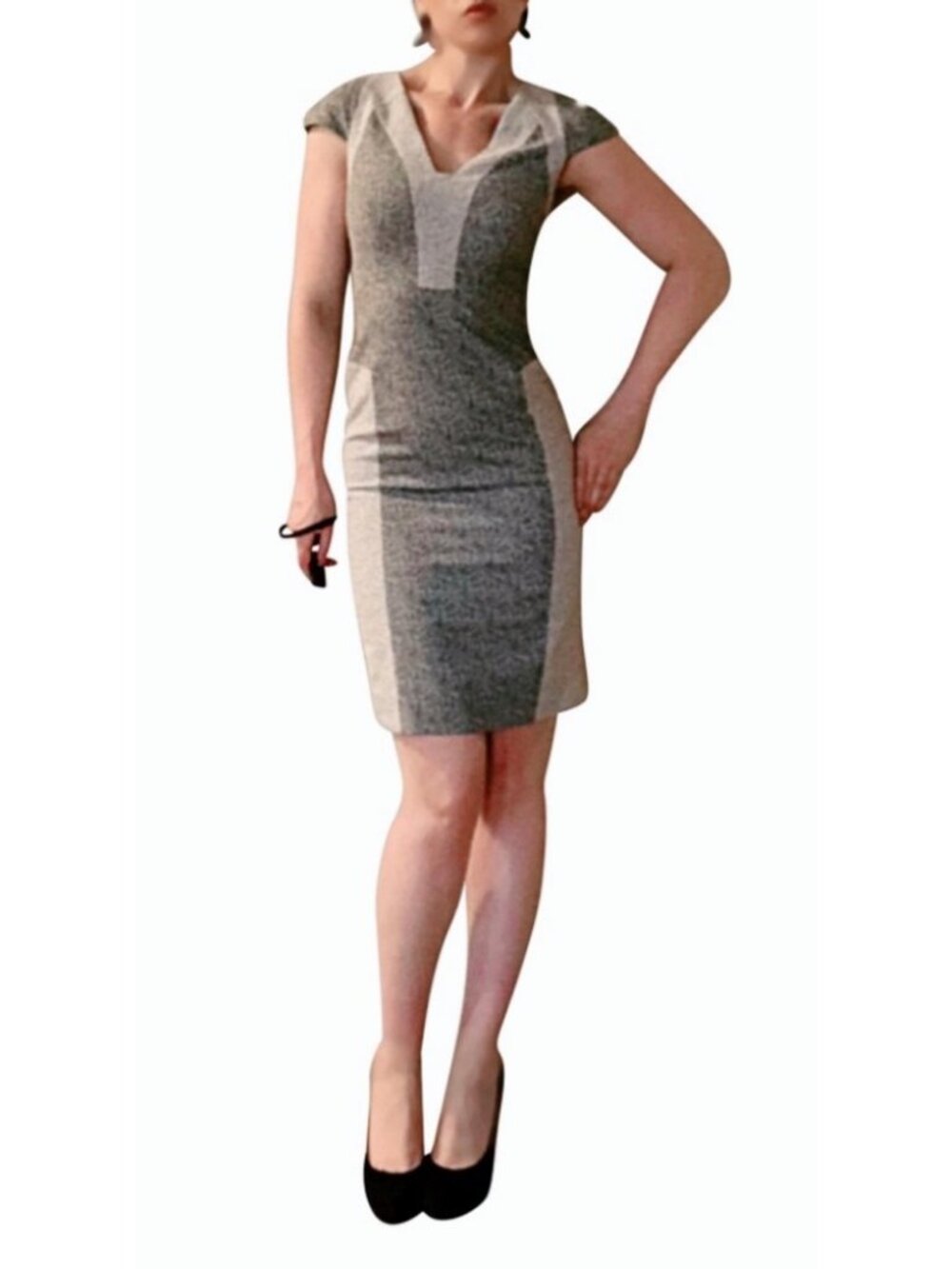 Rachel Roy Gray Color Block Sheath Dress SZ 6 S